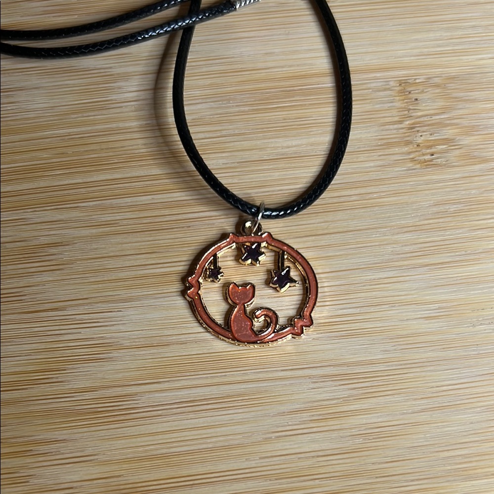 Cat and Stars Pendant Necklace
